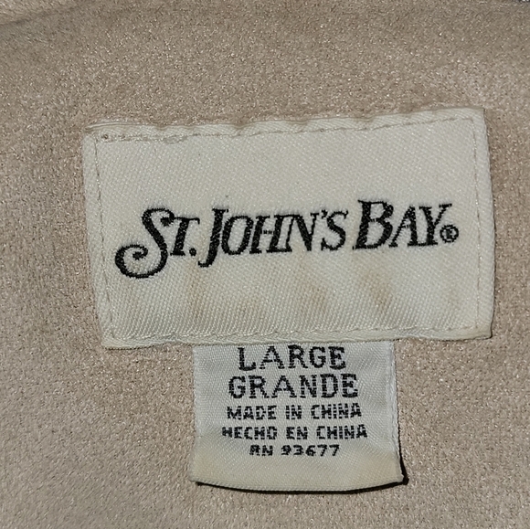 St. John's Bay size large tan heavy suede winter coat with button closure & hood - Picture 2 of 8